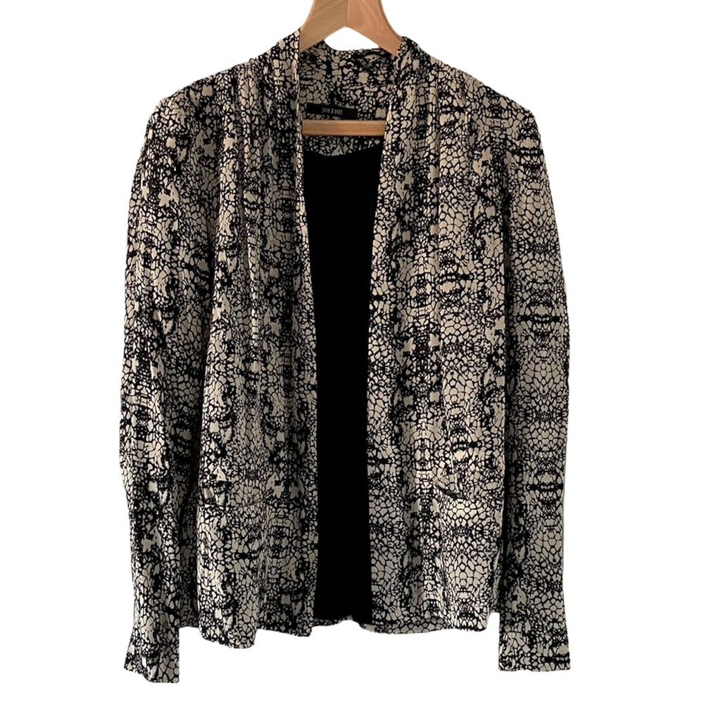 JULIE BRANDT 100% Silk Lia Blazer Black & Ivory M